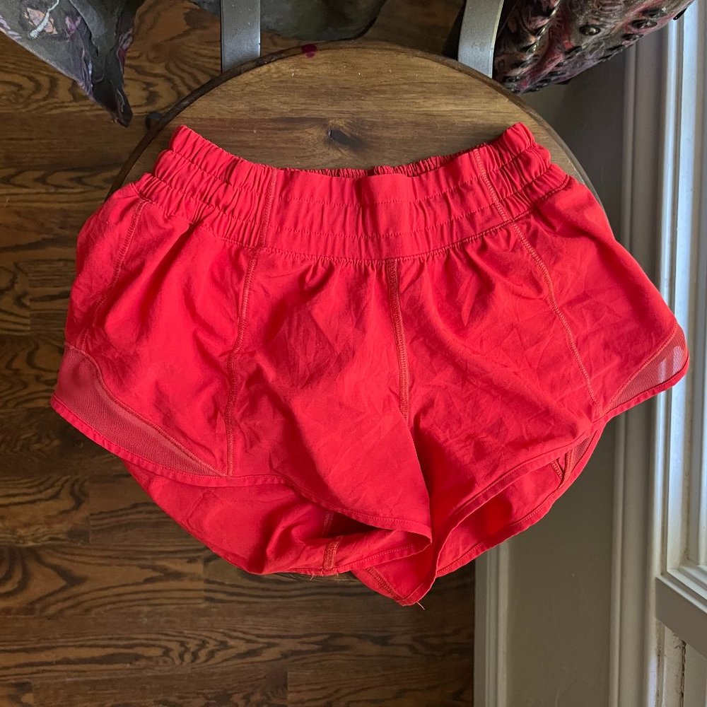 Size 2 Lululemon Red Hotty Hot Shorts